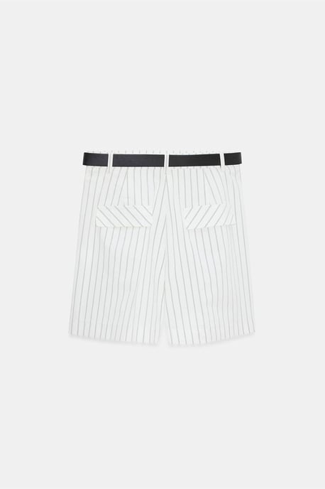 Kvinnors högmidjade randiga shorts med bälte - Image 6