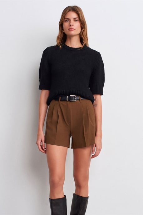 High-Waist Crepe Tailored Shorts - Image 5