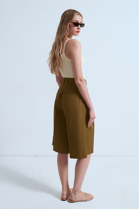 Hoge Taille Katoenen Poplin Capri Shorts - Image 2