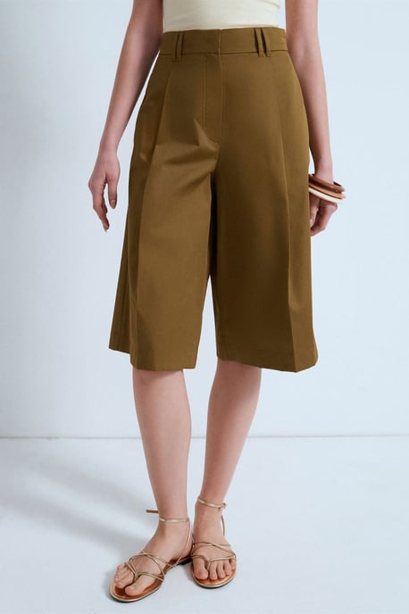 Hoge Taille Katoenen Poplin Capri Shorts - Image 3
