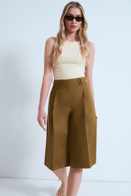 Hoge Taille Katoenen Poplin Capri Shorts - Image 4