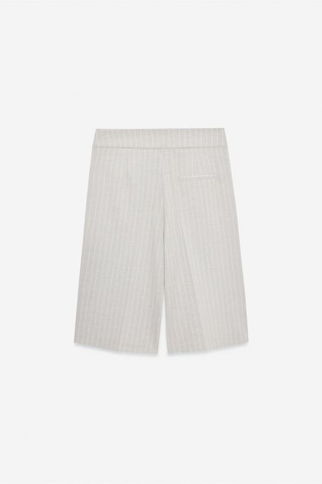 High-Waist Striped Tailored Shorts With Belt - Image 6