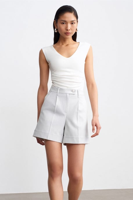 Högmidjade skräddarsydda vävda shorts - Image 4