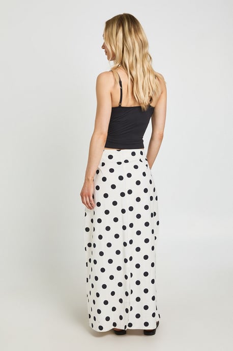 Petite Polka Linen Look Low Rise Maxi Skirt - Image 2