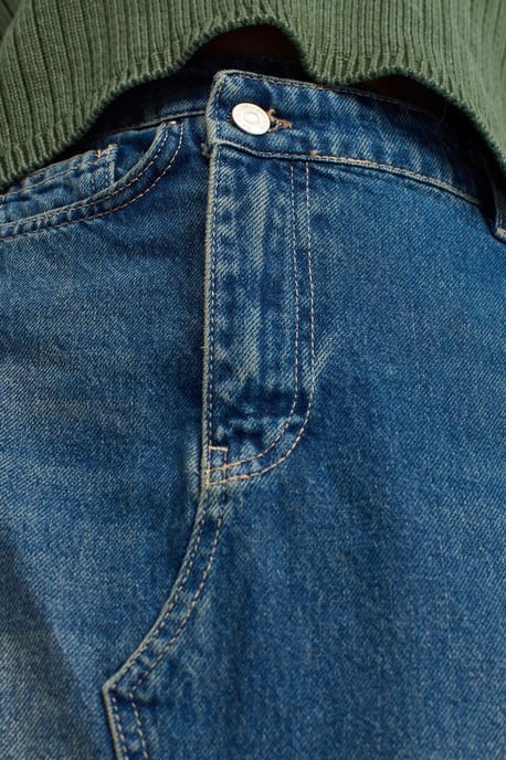Högmidjad Maxi Denim A-Linje Kjol - Image 3