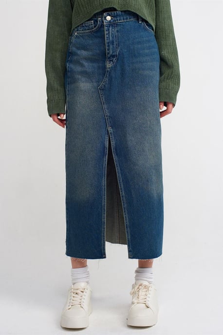 Högmidjad Maxi Denim A-Linje Kjol - Image 4