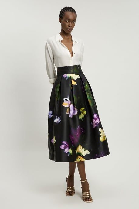 Floral Woven Twill Prom Skirt - Image 1
