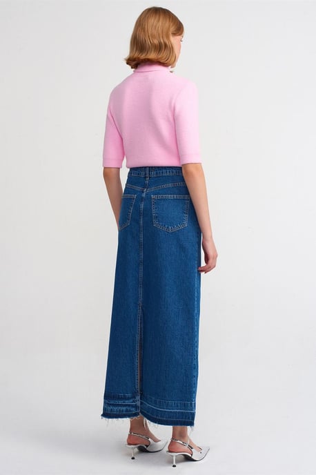 Högmidjad rak maxi denimkjol - Image 2