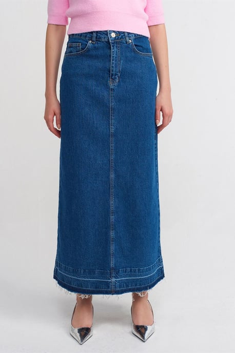 Högmidjad rak maxi denimkjol - Image 3