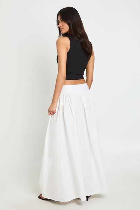 Cotton Poplin Drop Waist Maxi Skirt - Image 2