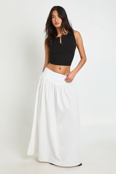 Cotton Poplin Drop Waist Maxi Skirt - Image 3