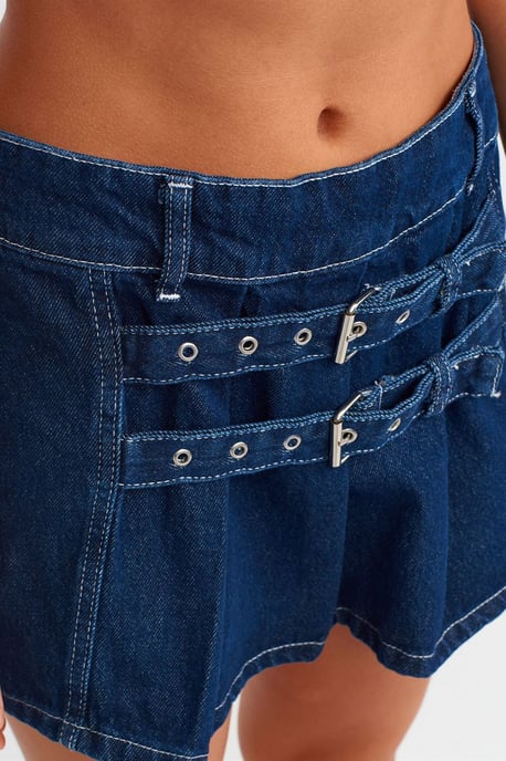 Bälte i bomullsdenim mini kjol - Image 4
