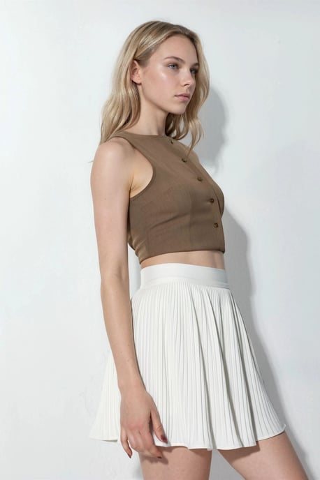 Hoge Taille A-Lijn Mini Geplooide Rok - Image 2