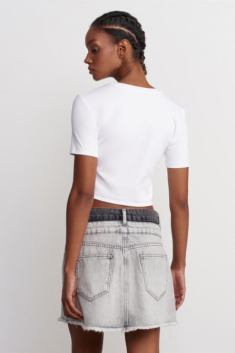 Kvinnors midjebenämlig mini jeanskjol - Image 2