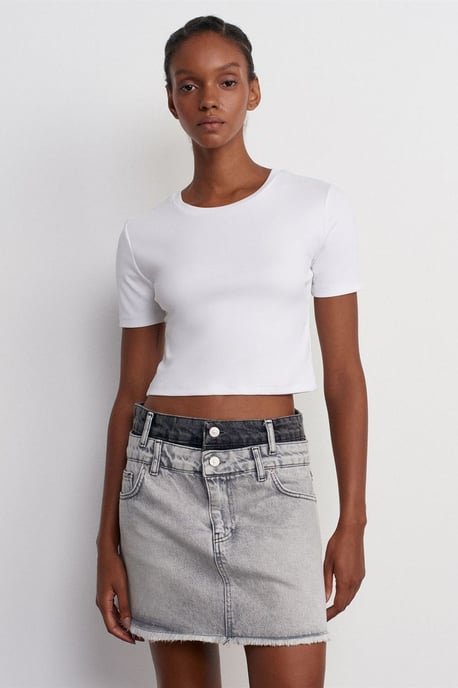 Kvinnors midjebenämlig mini jeanskjol - Image 3