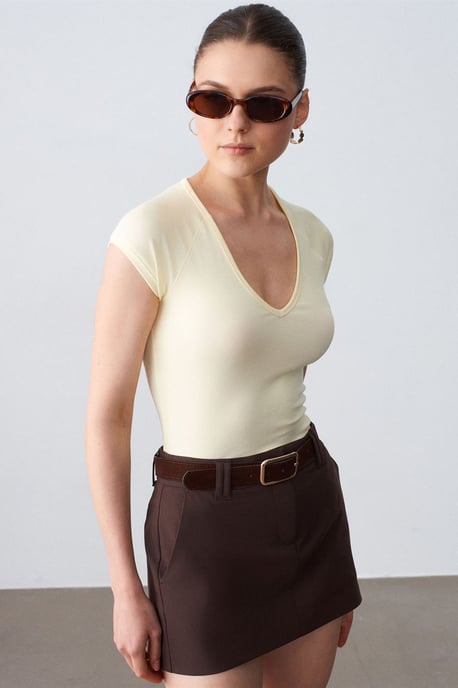Hoge Taille A-Lijn Mini Rok Met Riem - Image 3