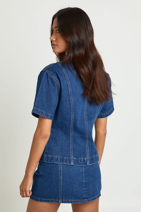 Seam Detail Denim Mini Skirt - Image 2