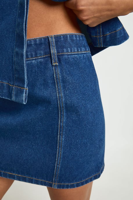 Seam Detail Denim Mini Skirt - Image 4