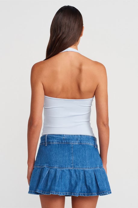 Midjehög Mini Denim Kortskaftkjol - Image 2