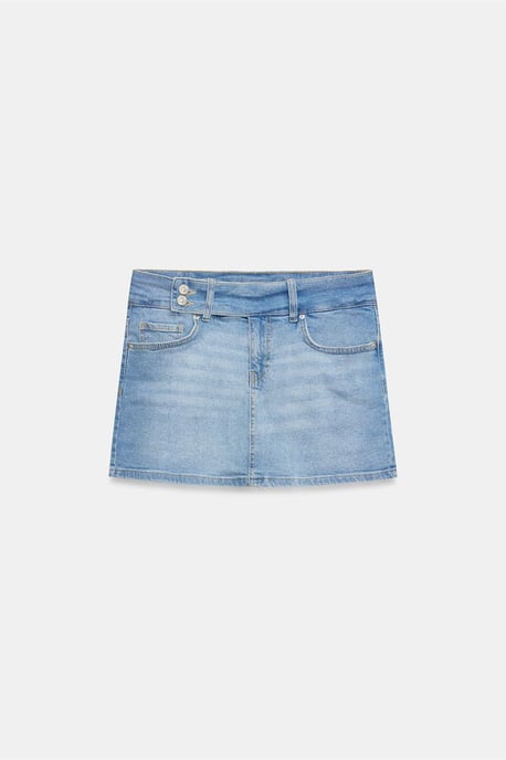 Hooggetailleerde denim mini-rok met riem - Image 5