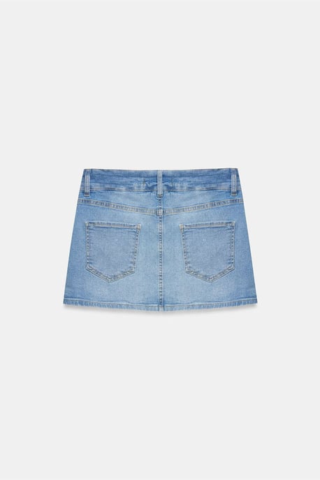 Hooggetailleerde denim mini-rok met riem - Image 6
