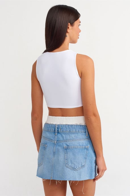 Midjehöga Zittade Denim Minikjol - Image 2