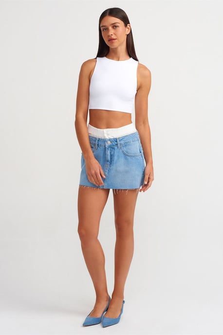 Midjehöga Zittade Denim Minikjol - Image 3
