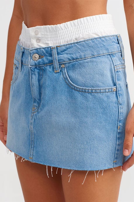 Midjehöga Zittade Denim Minikjol - Image 4