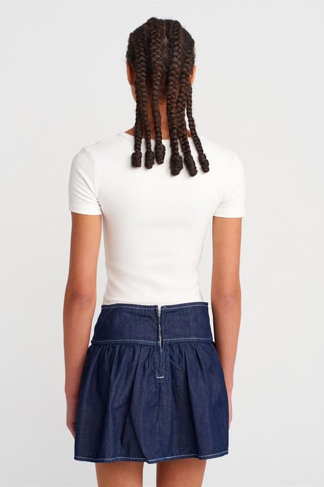 Hoge Taille Denim Mini Skater Rok - Image 2