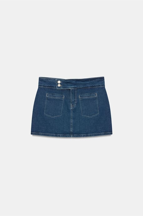 Högmidjad rak mini denimkjol - Image 5