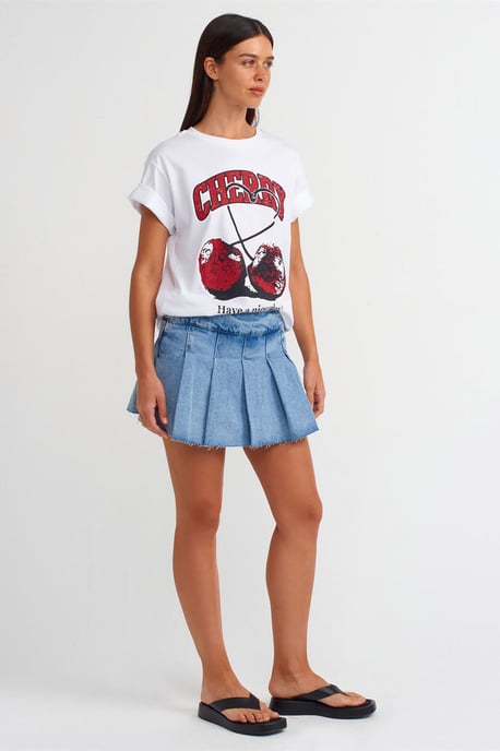 Midjehögt Mini Denim Skaterkjol - Image 1