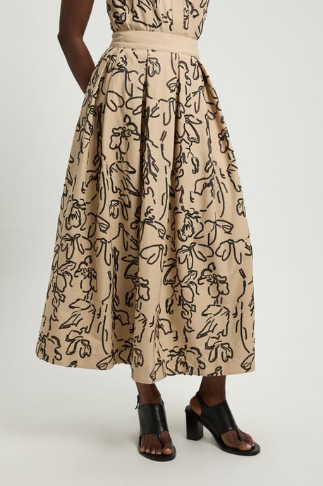 Linen Matte Sequin Midi Skirt - Image 2