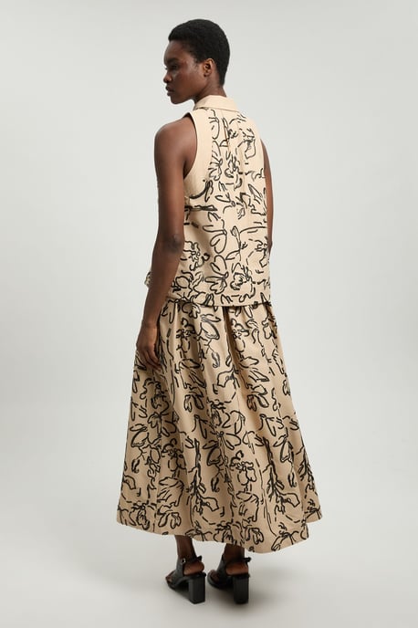 Linen Matte Sequin Midi Skirt - Image 3