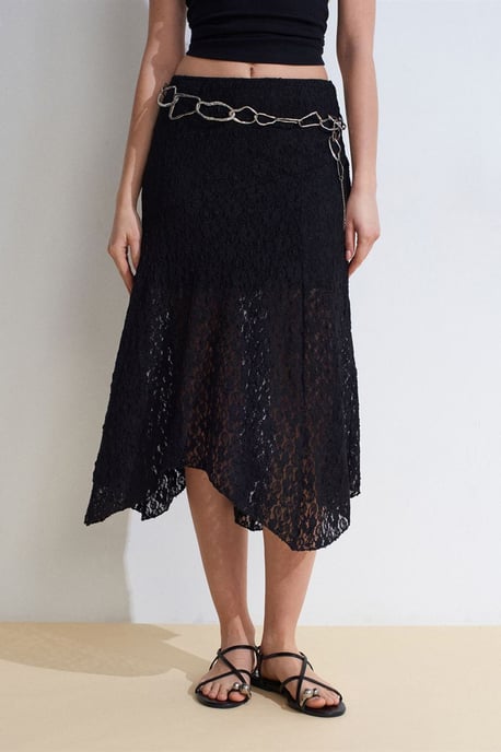 High-Waist Lace A-Line Midi Skirt - Image 3