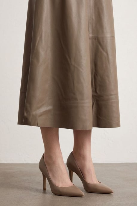 High-Waist Midi A-Line Faux Leather Skirt - Image 5