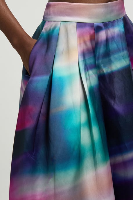 Jacquard Twill Blur Print Woven Prom Midi Skirt - Image 4