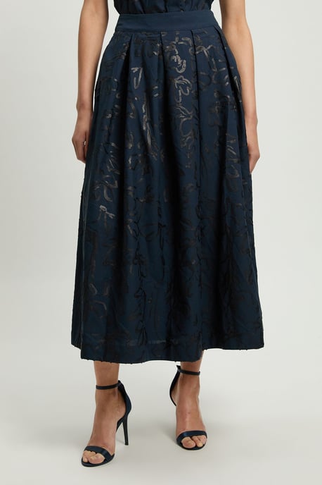 Linen Matte Sequin Midi Skirt - Image 2