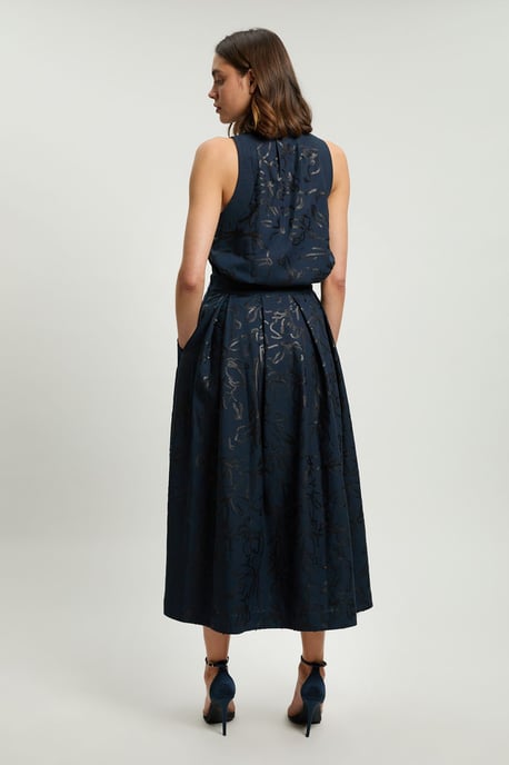Linen Matte Sequin Midi Skirt - Image 3