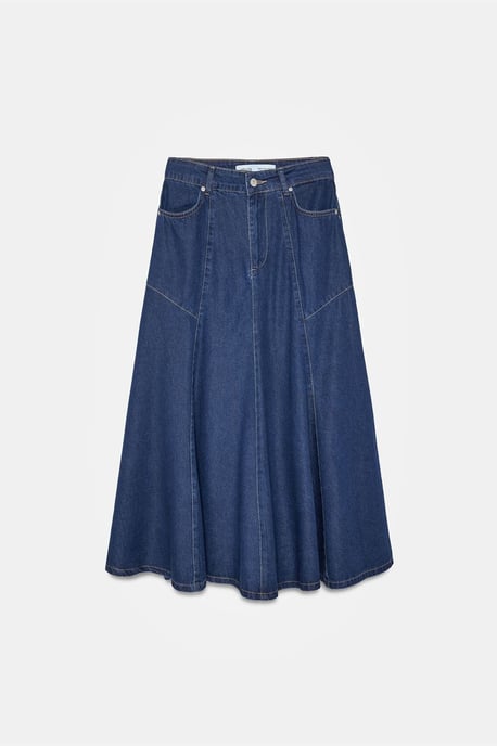 Hoge Taille Midi A-Lijn Denim Rok - Image 5