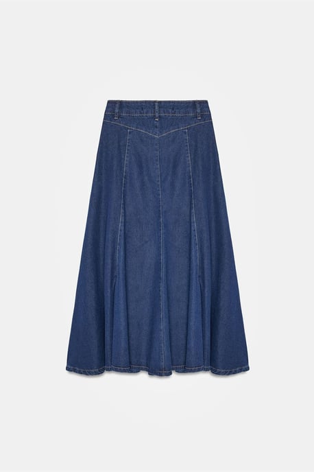 Hoge Taille Midi A-Lijn Denim Rok - Image 6