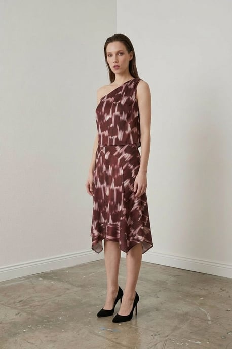 Asymmetrisk Satinblus och Midkjol Set - Image 2