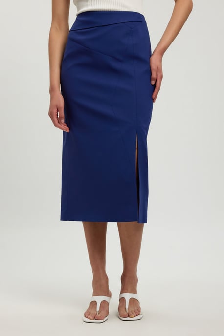 Tailored Fold Detail Midi Skirt - Image 2