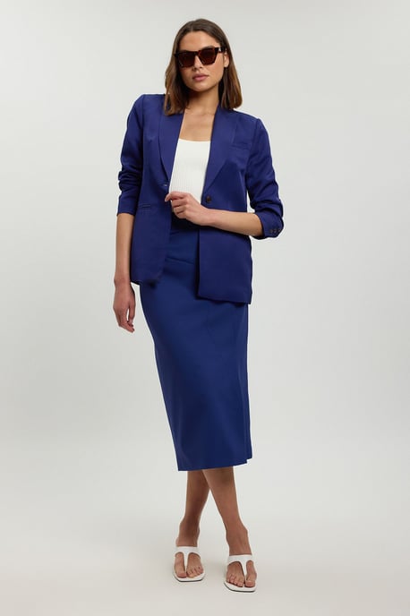 Tailored Fold Detail Midi Skirt - Image 3