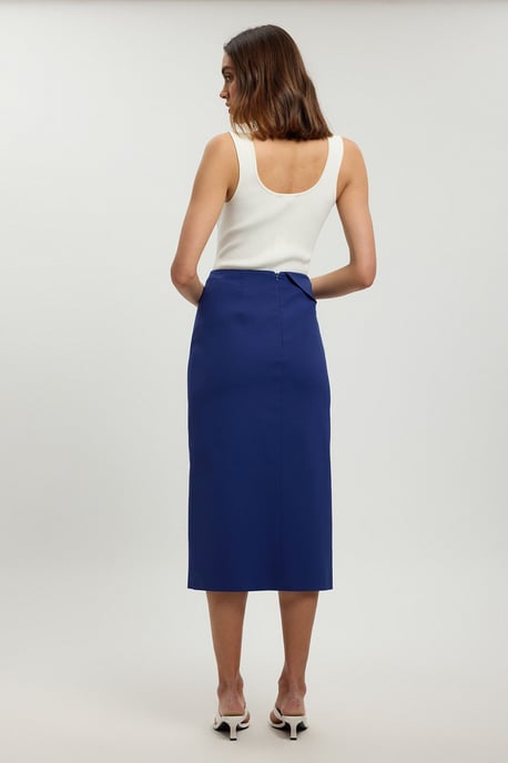 Tailored Fold Detail Midi Skirt - Image 4