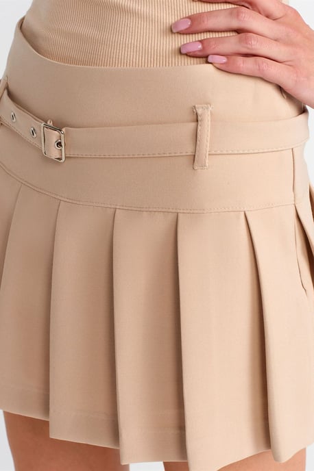 Hoge Taille Plissé Mini Rok Met Riem - Image 3