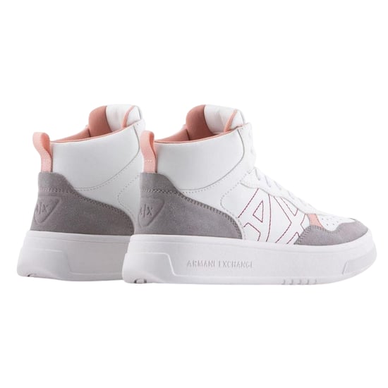 Armani Exchange Dames/Dames Kleurblok High Top Trainers (Wit/Roze) - Image 2