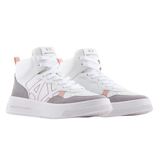 Armani Exchange Dames/Dames Kleurblok High Top Trainers (Wit/Roze) - Image 4