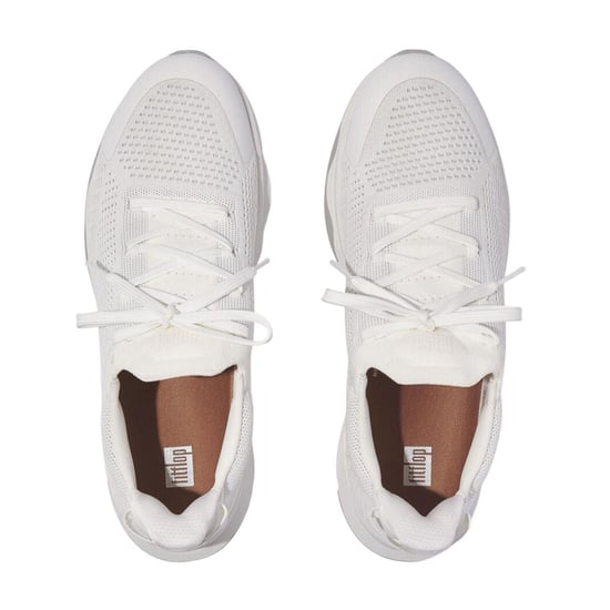 FitFlop Unisex-sneakers för vuxna i stickat material med Vitamin FFX-mönster, vattenavvisande (Vit/grå) - Image 2