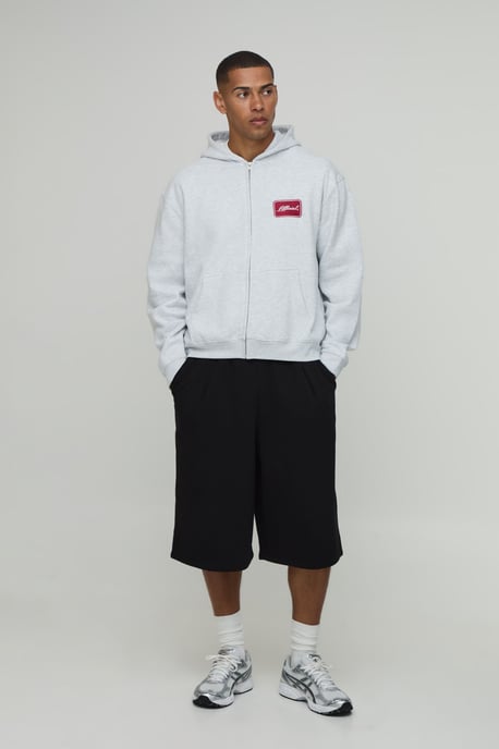 Oversized Boxy Official Embroidered Zip Thru Hoodie - Image 4