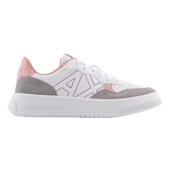 Armani Exchange Träningsskor med plattform i läder för dam och dam (Vit/rosa) - Image 1